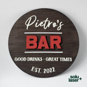 Letrero circular con texto en relieve